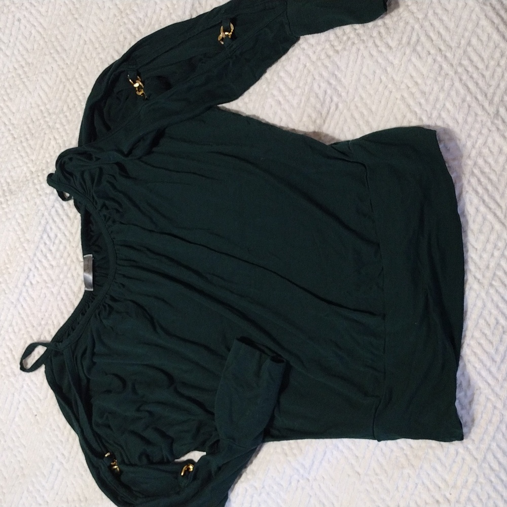 Forest Green Shirt With Gold Details
